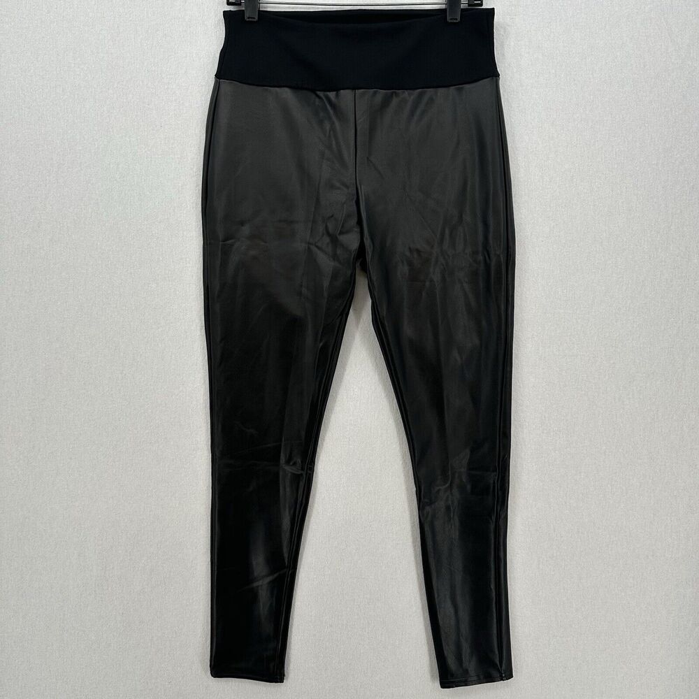 Spanx Faux Leather Leggings Womens XL Black Assets Pull On Pants Slimming EUC